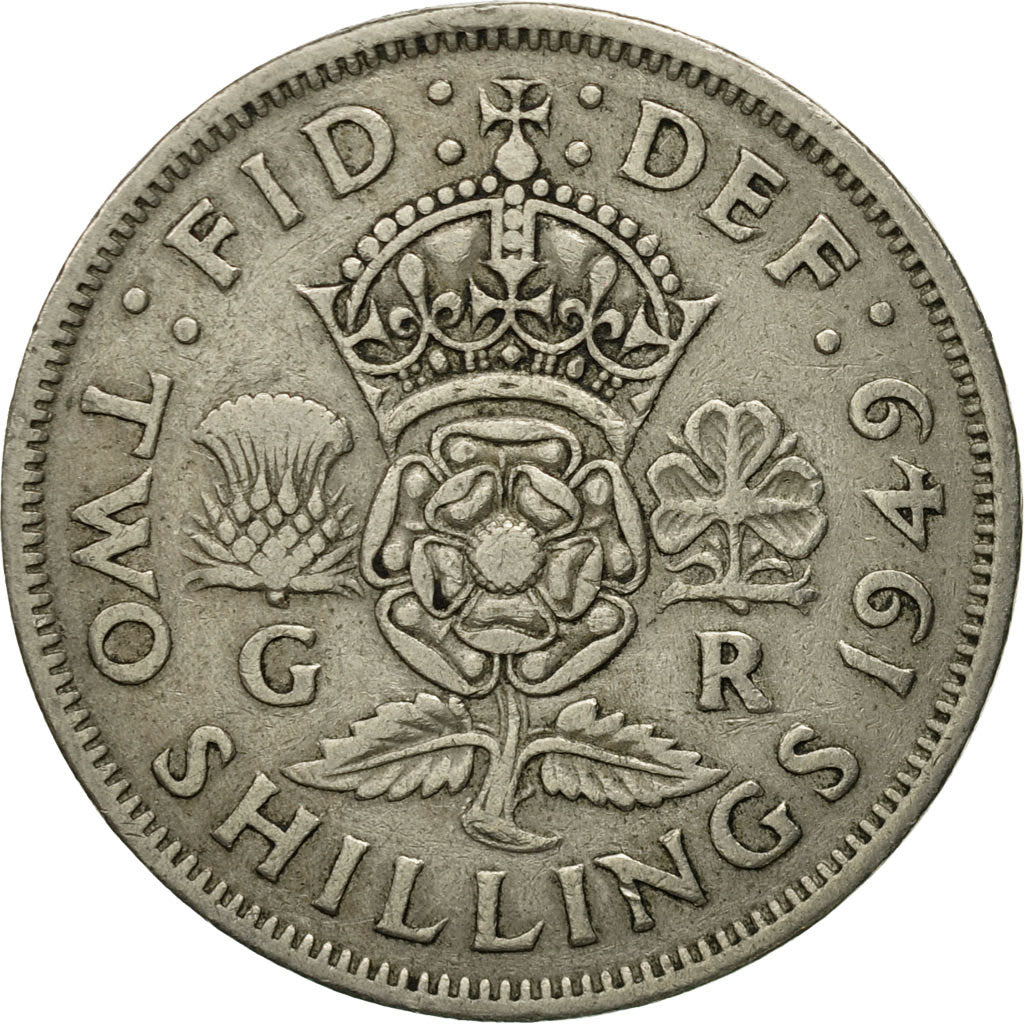 Moneda, Gran Bretaña, George VI, Florin, Two Shillings, 1949, MBC, Cobre -