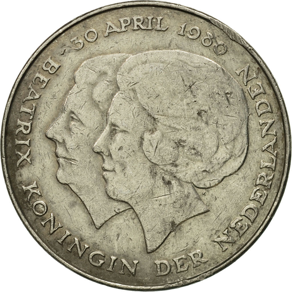 Coin, Netherlands, Beatrix, Gulden, 1980, EF(40-45), Nickel, KM:200
