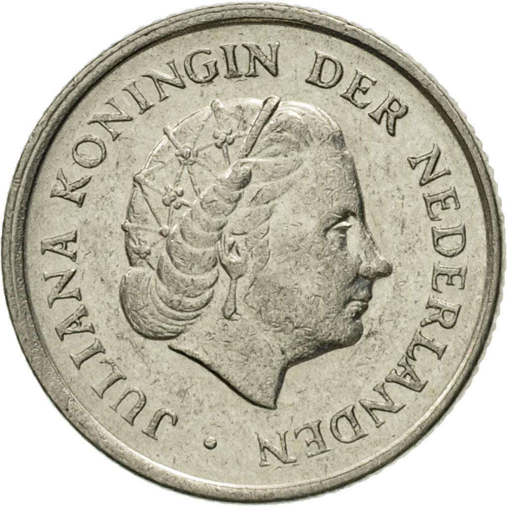 Coin, Netherlands, Juliana, 10 Cents, 1970, EF(40-45), Nickel, KM:182