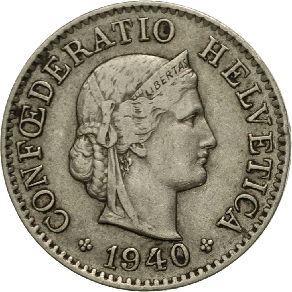 Coin, Switzerland, 5 Rappen, 1940, Bern, EF(40-45), Copper-nickel, KM:26