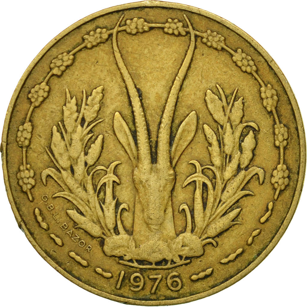 Coin, West African States, 10 Francs, 1976, EF(40-45), Aluminum-Nickel-Bronze