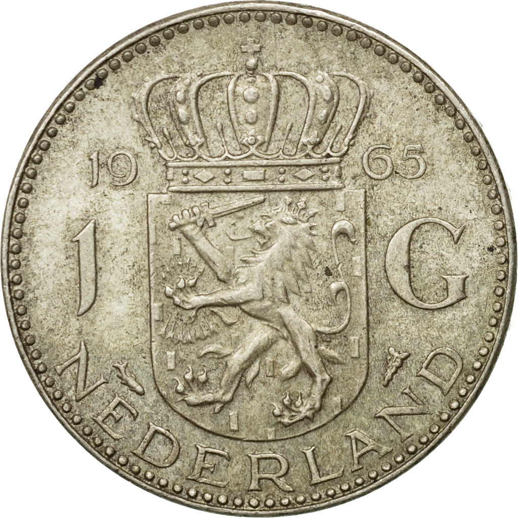 Coin, Netherlands, Juliana, Gulden, 1965, EF(40-45), Silver, KM:184