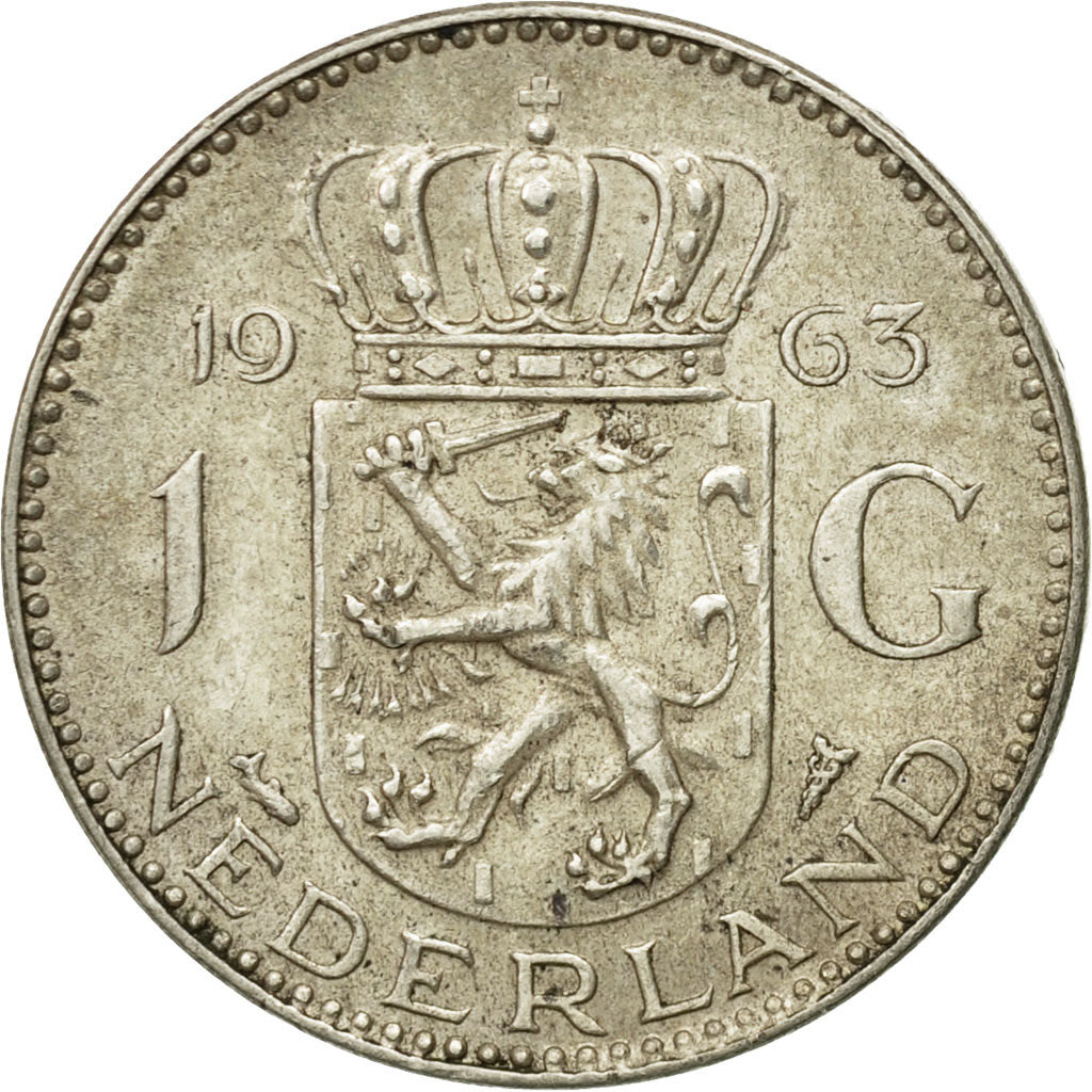 Coin, Netherlands, Juliana, Gulden, 1963, EF(40-45), Silver, KM:184