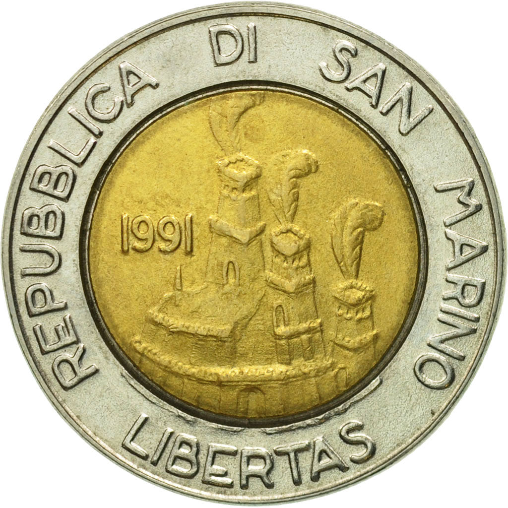 Moneta, San Marino, 500 Lire, 1991, BB, Bi-metallico, KM:269