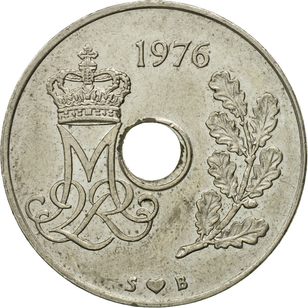 Munten, Denemarken, Margrethe II, 25 Öre, 1976, Copenhagen, ZF, Copper-nickel