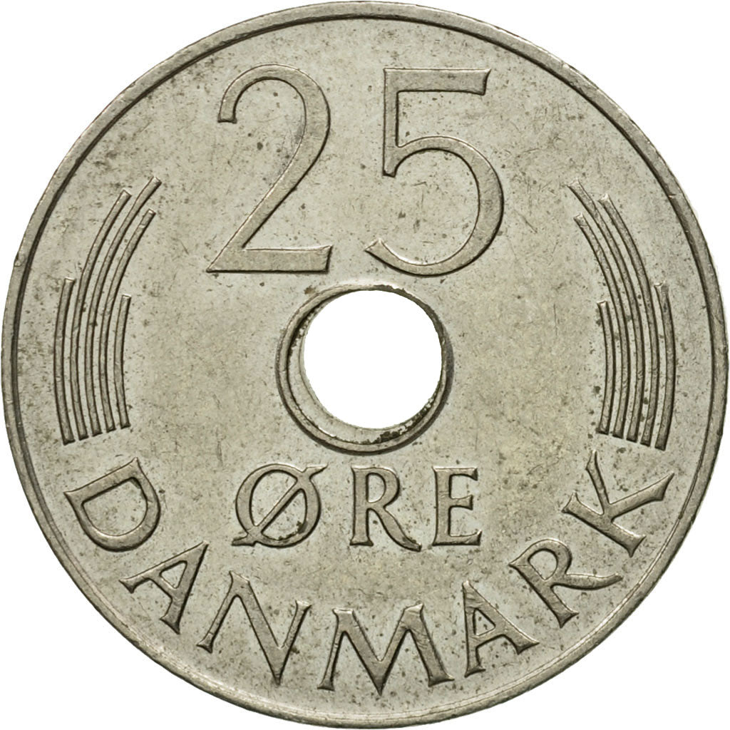 Munten, Denemarken, Margrethe II, 25 Öre, 1976, Copenhagen, ZF, Copper-nickel