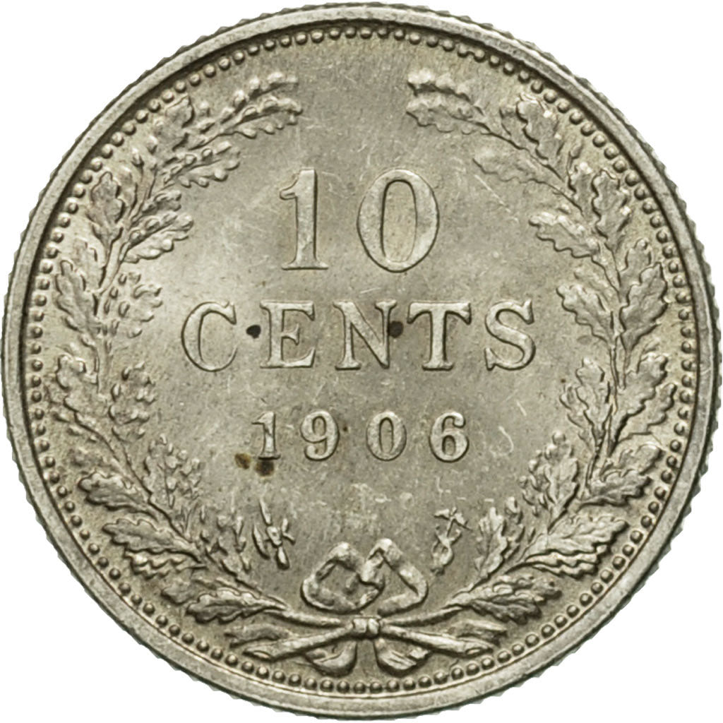 Coin, Netherlands, Wilhelmina I, 10 Cents, 1906, EF(40-45), Silver, KM:136