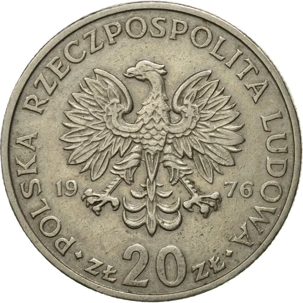 Coin, Poland, 20 Zlotych, 1976, EF(40-45), Copper-nickel, KM:67