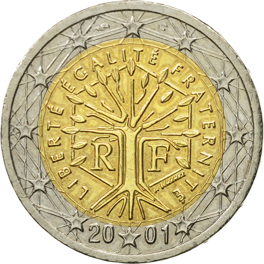 France, 2 Euro, 2001, EF(40-45), Bi-Metallic, KM:1289