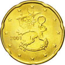 Finlandia, 20 Euro Cent, 2001, FDC, Latón, KM:102