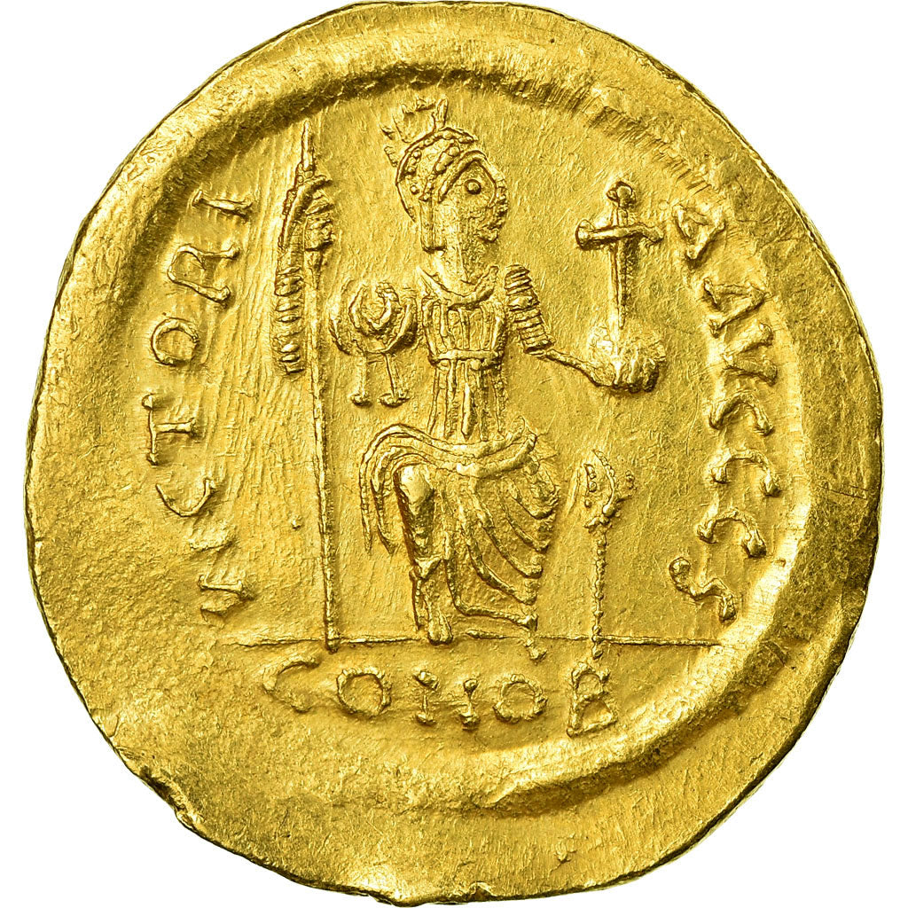 Coin, Justin II, Solidus, Constantinople, AU(50-53), Gold, Sear:345