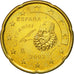 Hiszpania, 20 Euro Cent, 2002, Madrid, EF(40-45), Mosiądz, KM:1044