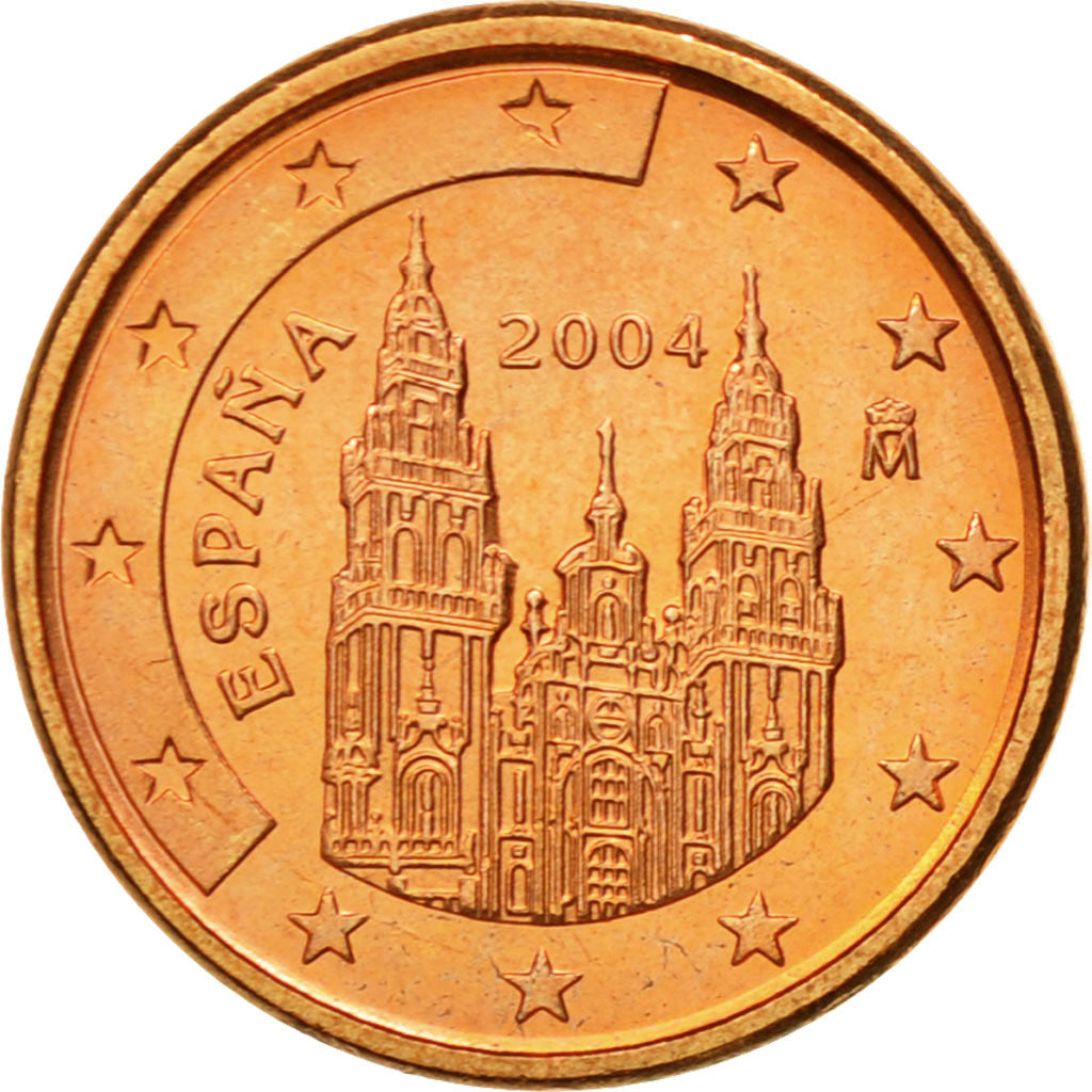 España, Euro Cent, 2004, SC, Cobre chapado en acero, KM:1040