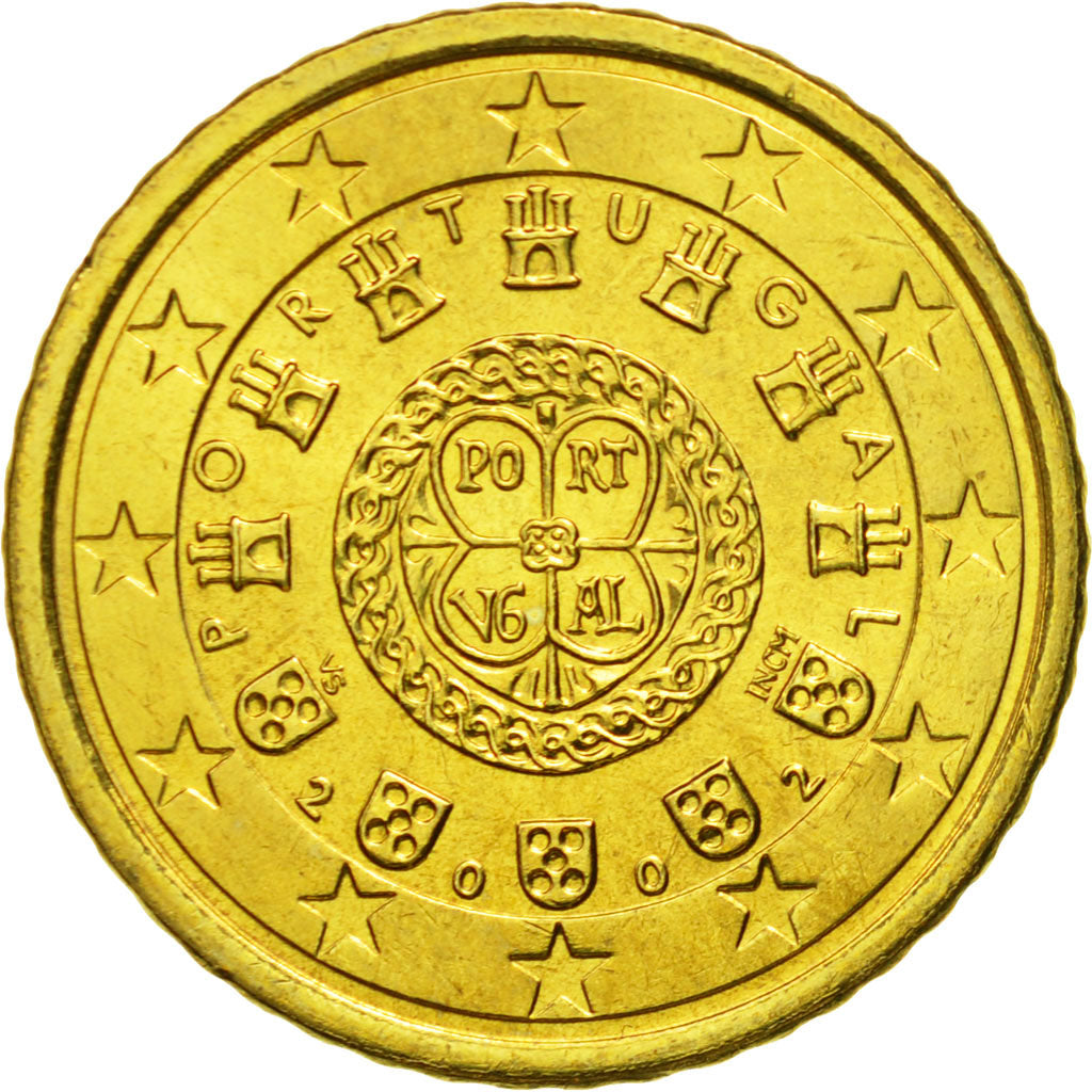 Portugal, 50 Euro Cent, 2002, Lisbon, MS(65-70), Mosiądz, KM:745