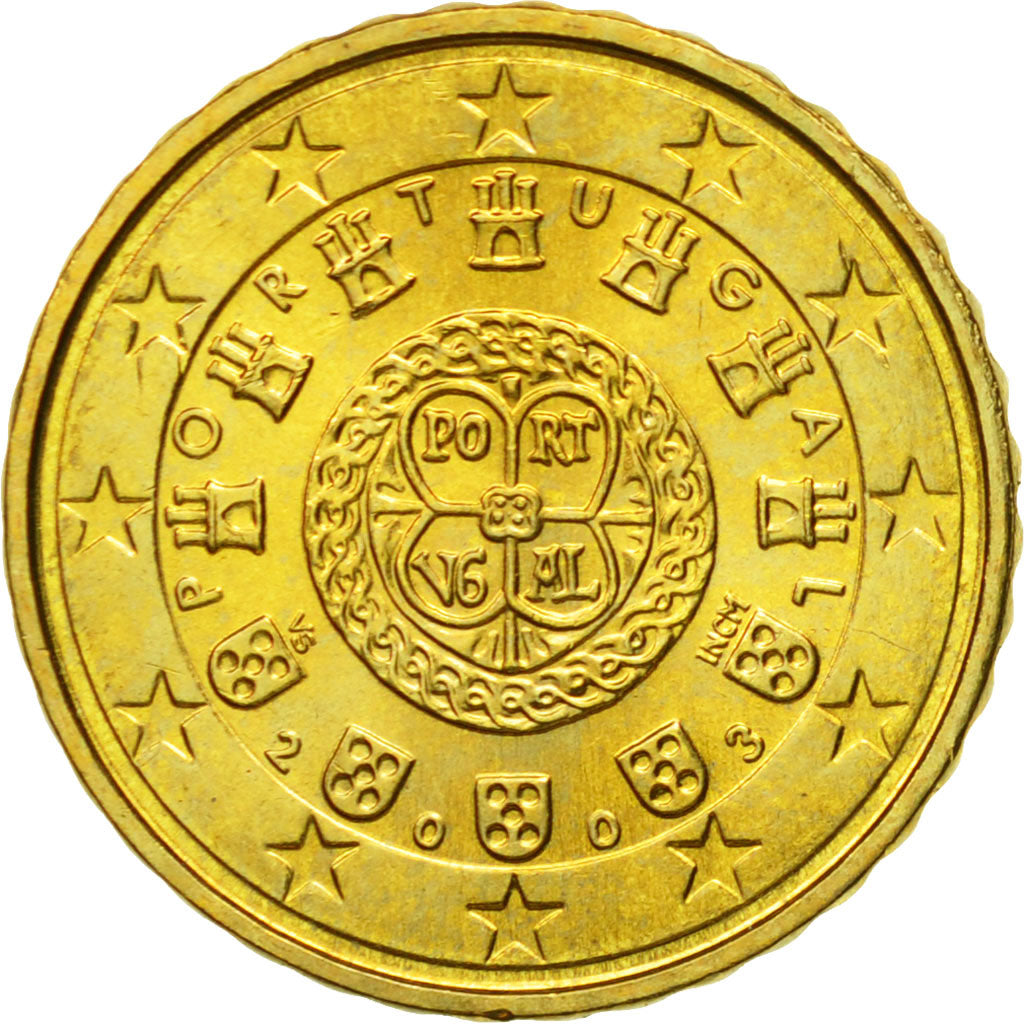 Portugal, 10 Euro Cent, 2003, Lisbon, MS(65-70), Mosiądz, KM:743