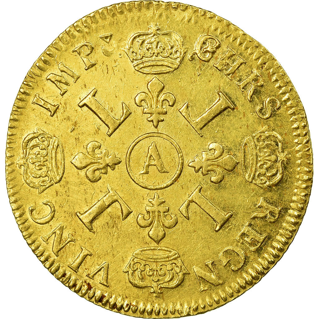 Coin, France, Louis XIV, Double louis d'or aux 4 L, 1694, Paris