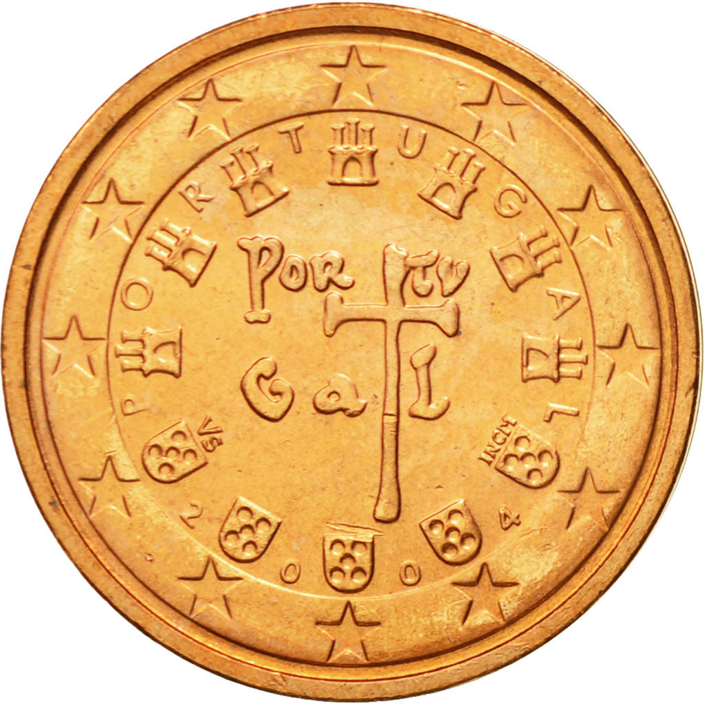 Portugal, 2 Euro Cent, 2004, MS(65-70), Copper Plated Steel, KM:741