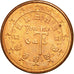 Portugal, Euro Cent, 2002, SC, Cobre chapado en acero, KM:740