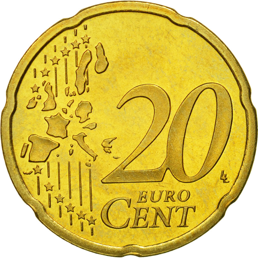 Países Bajos, 20 Euro Cent, 2001, SC, Latón, KM:238