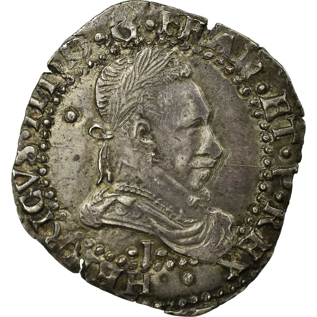 Coin, France, Demi Franc, 1587, Limoges, AU(50-53), Silver, Sombart:4716