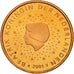 Países Bajos, Euro Cent, 2001, SC, Cobre chapado en acero, KM:234