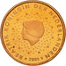 Netherlands, Euro Cent, 2001, MS(63), Copper Plated Steel, KM:234