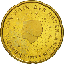 Pays-Bas, 20 Euro Cent, 1999, SPL, Laiton, KM:238