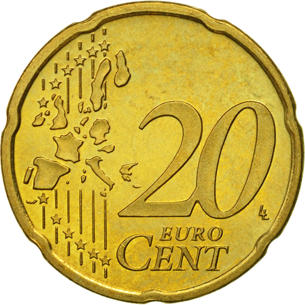 Netherlands, 20 Euro Cent, 1999, MS(63), Brass, KM:238