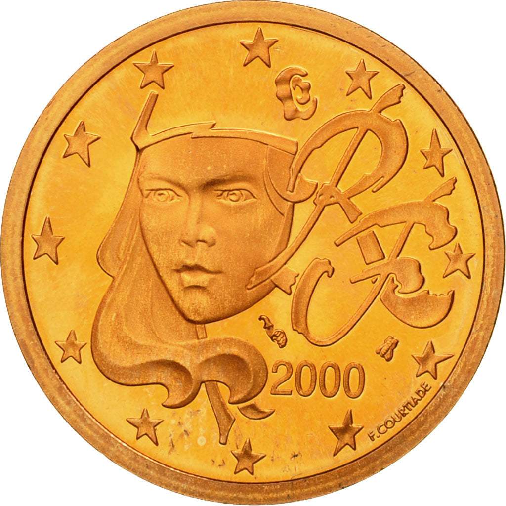 Francja, 5 Euro Cent, 2000, Paris, MS(65-70), Miedź platerowana stalą, KM:1284