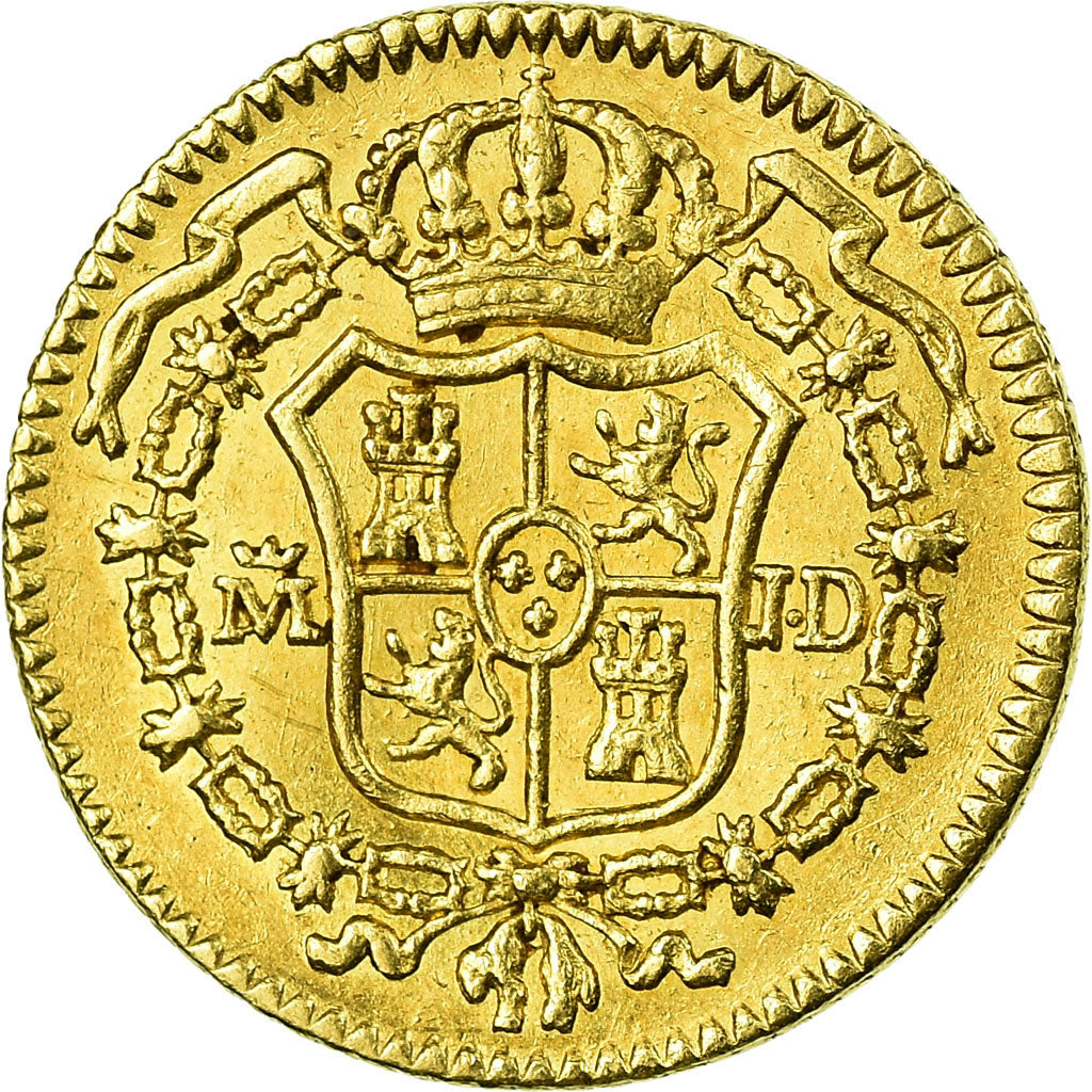 Monnaie, Espagne, Charles III, 1/2 Escudo, 1783, Madrid, TTB+, Or, KM:415.1
