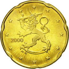 Finland, 20 Euro Cent, 2000, MS(65-70), Brass, KM:102
