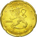 Finland, 20 Euro Cent, 2000, MS(65-70), Brass, KM:102