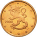 Finland, Euro Cent, 2000, MS(65-70), Copper Plated Steel, KM:98