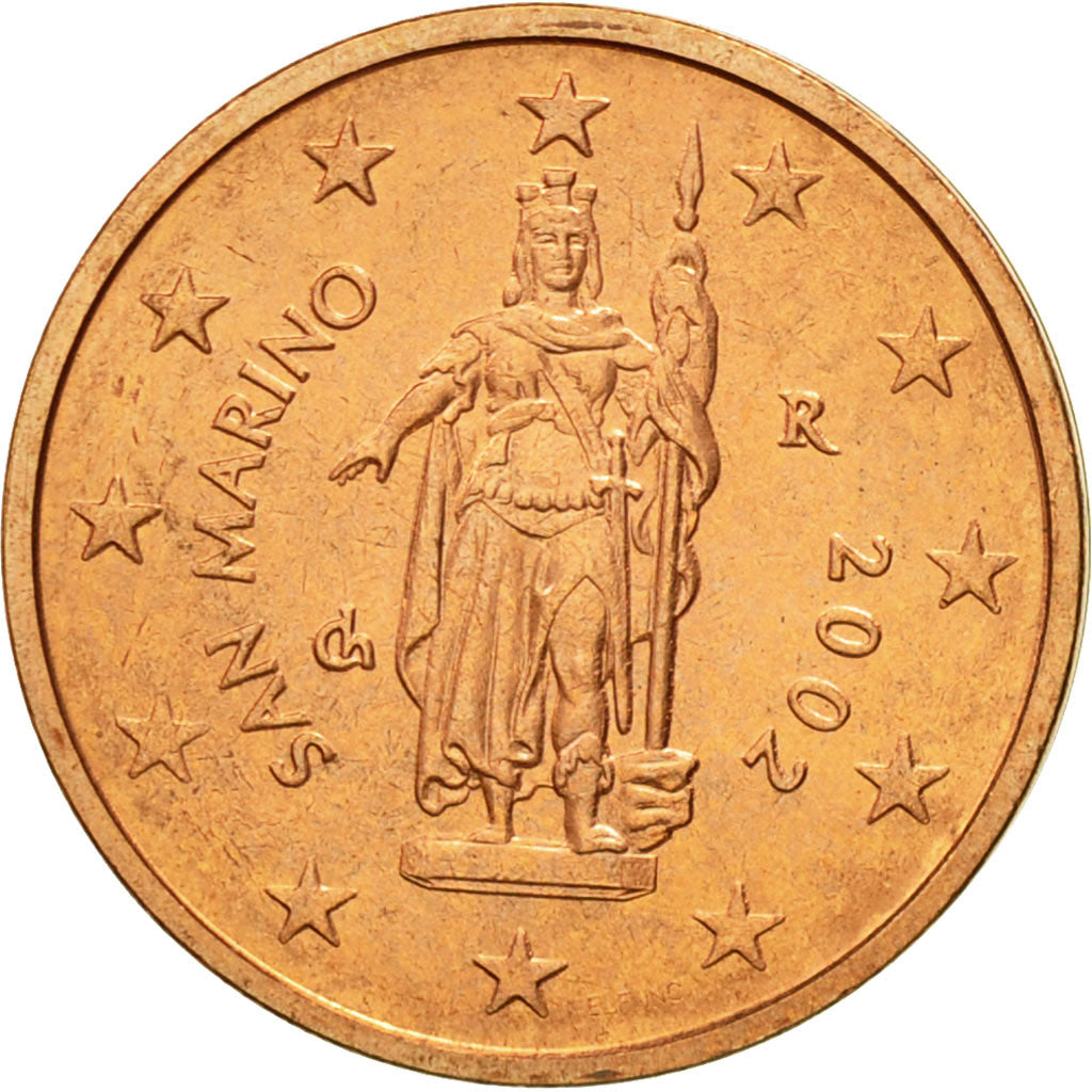 San Marino, 2 Euro Cent, 2002, MS(63), Copper Plated Steel, KM:441