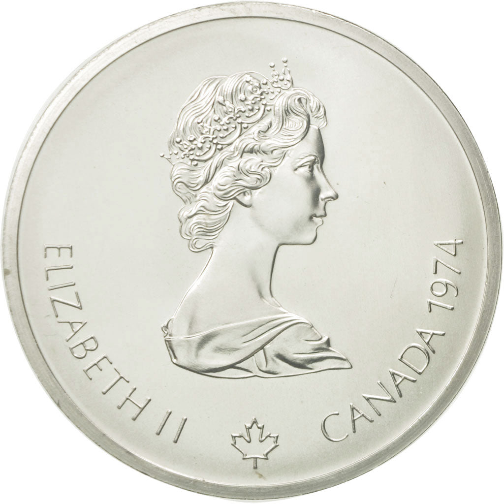 Coin, Canada, Elizabeth II, Jeux Olympiques d'Hiver, 10 Dollars, 1974, Royal