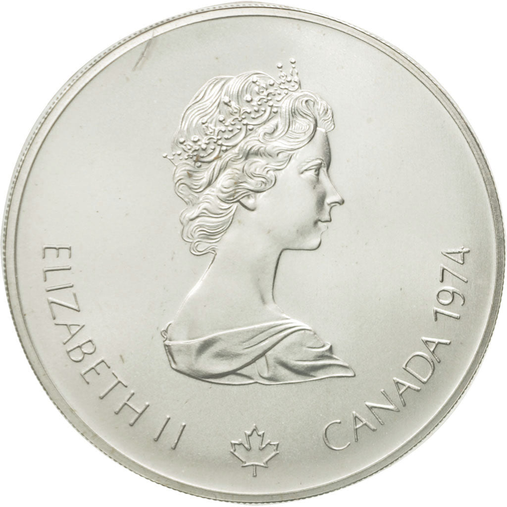 Coin, Canada, Elizabeth II, Jeux Olympiques d'Hiver, 5 Dollars, 1974, Royal