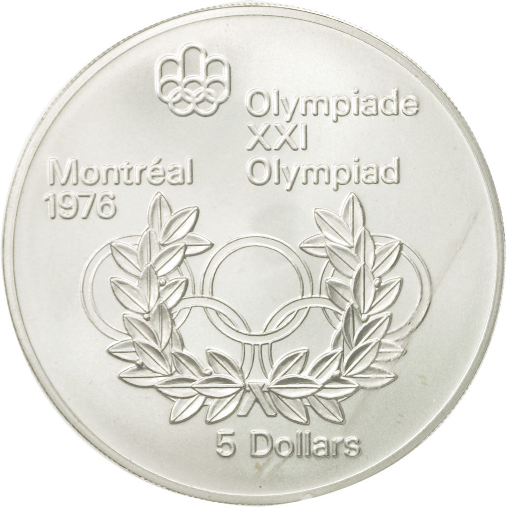 Coin, Canada, Elizabeth II, Jeux Olympiques d'Hiver, 5 Dollars, 1974, Royal