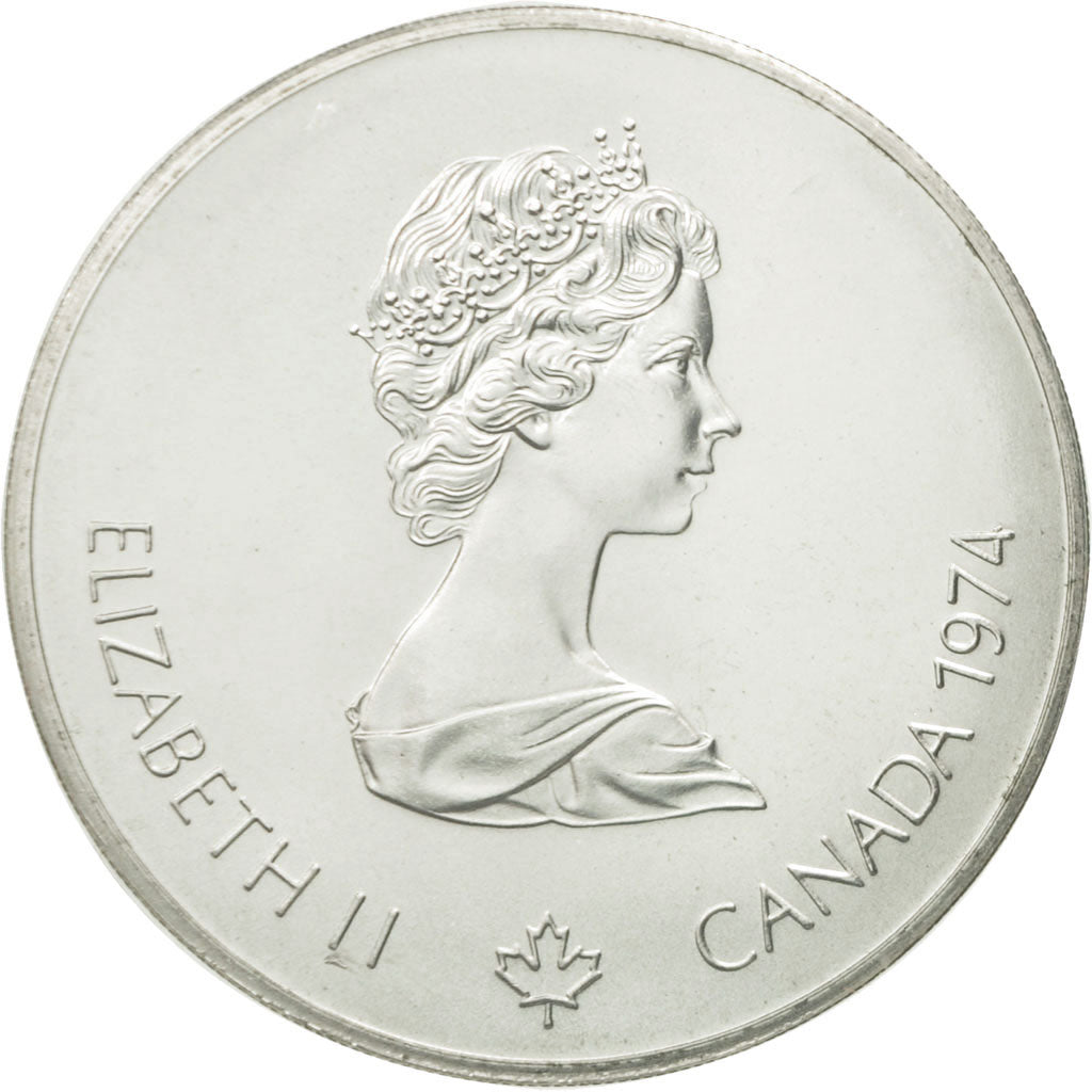 Coin, Canada, Elizabeth II, Jeux Olympiques d'Hiver, 5 Dollars, 1974, Royal