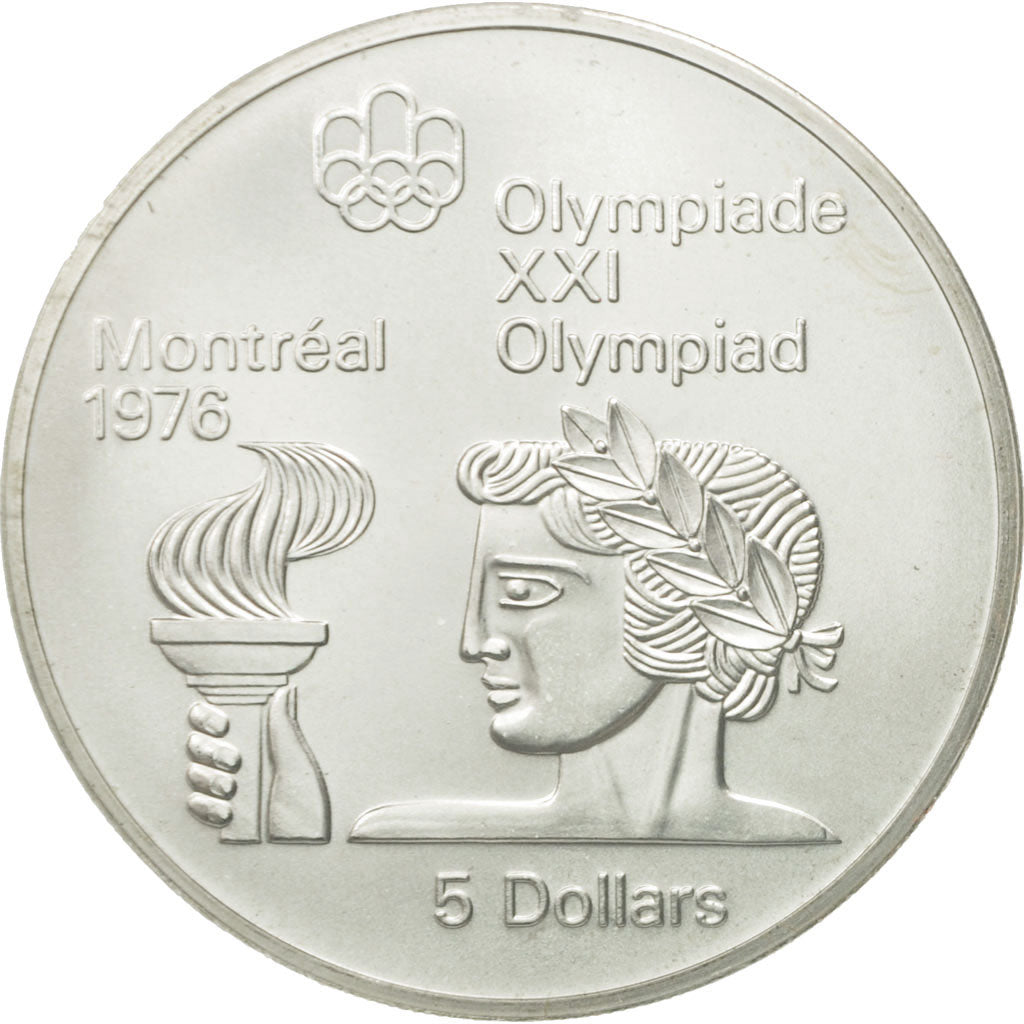 Coin, Canada, Elizabeth II, Jeux Olympiques d'Hiver, 5 Dollars, 1974, Royal