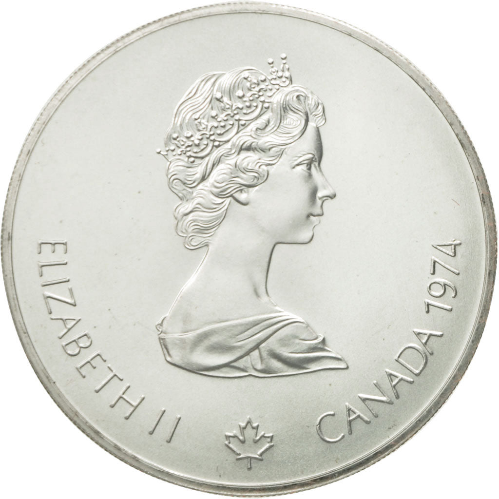 Coin, Canada, Elizabeth II, Jeux Olympiques d'Hiver, 5 Dollars, 1974, Royal
