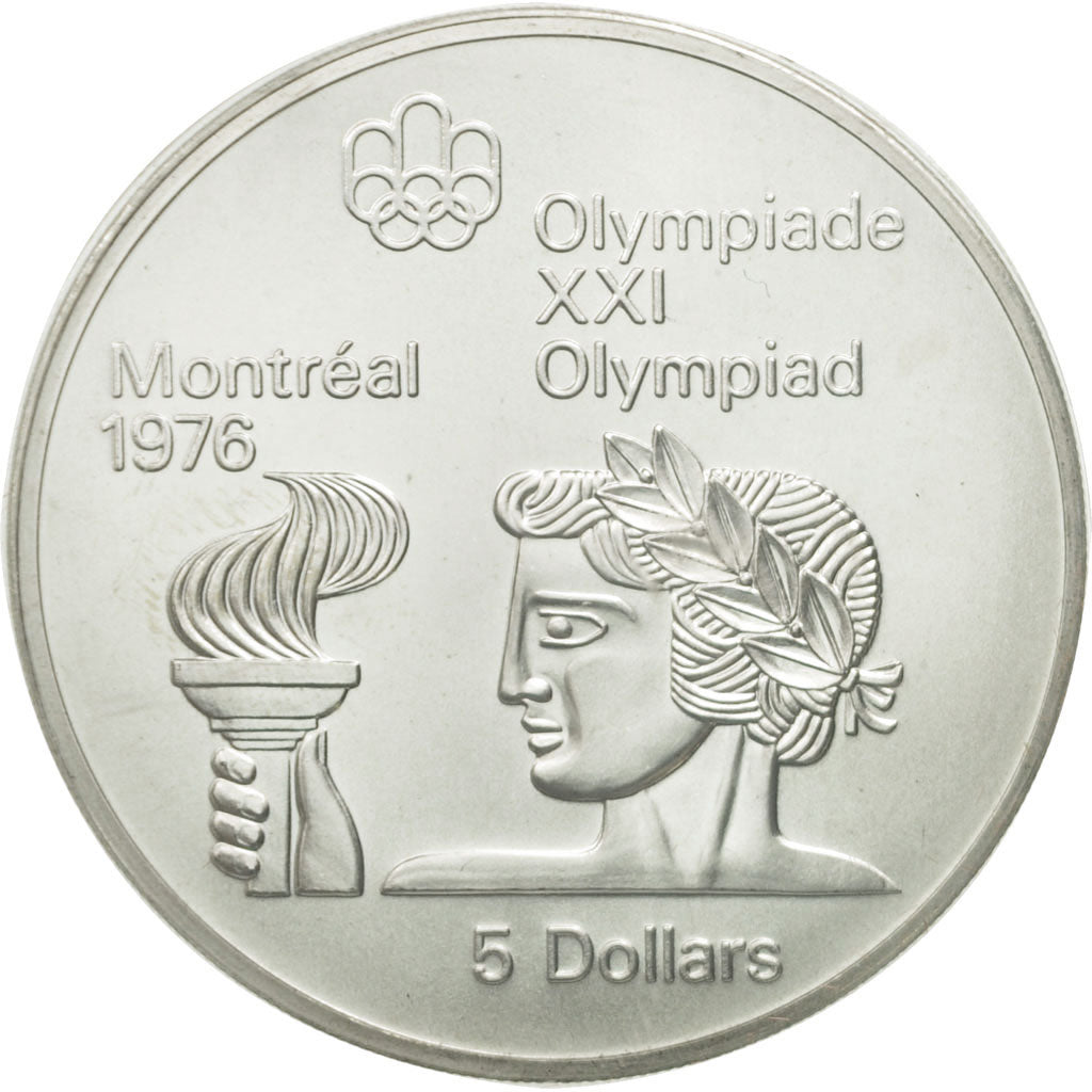 Coin, Canada, Elizabeth II, Jeux Olympiques d'Hiver, 5 Dollars, 1974, Royal