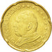 PAŃSTWO WATYKAŃSKIE, 20 Euro Cent, 2002, Rome, MS(63), Mosiądz, KM:345