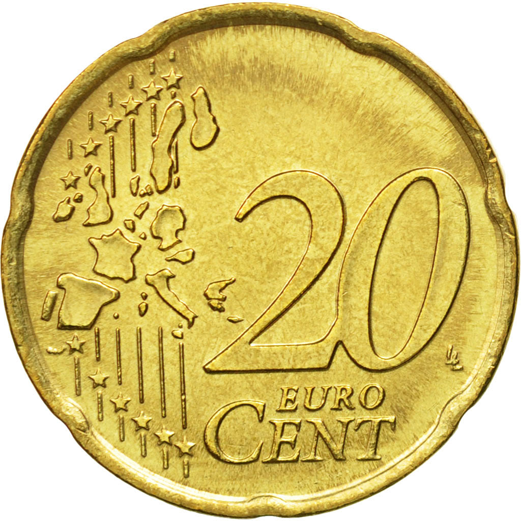 VATICAN CITY, 20 Euro Cent, 2002, MS(63), Brass, KM:345