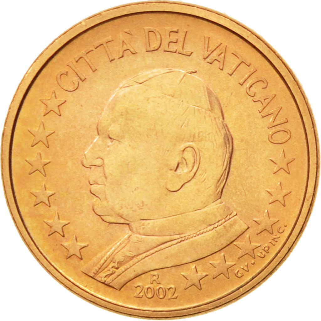 VATICAN CITY, Euro Cent, 2002, MS(63), Copper Plated Steel, KM:341