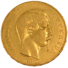 Moneda, Francia, Napoleon III, Napoléon III, 50 Francs, 1858, Paris, MBC, Oro