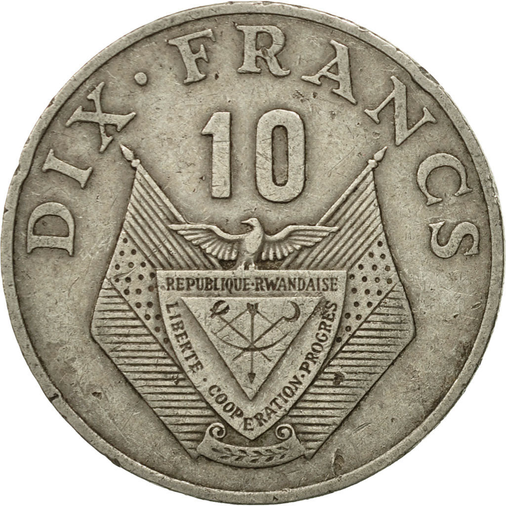 Coin, Rwanda, 10 Francs, 1985, British Royal Mint, EF(40-45), Copper-nickel
