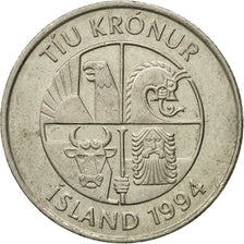 Monnaie, Iceland, 10 Kronur, 1994, TTB, Copper-nickel, KM:29.1