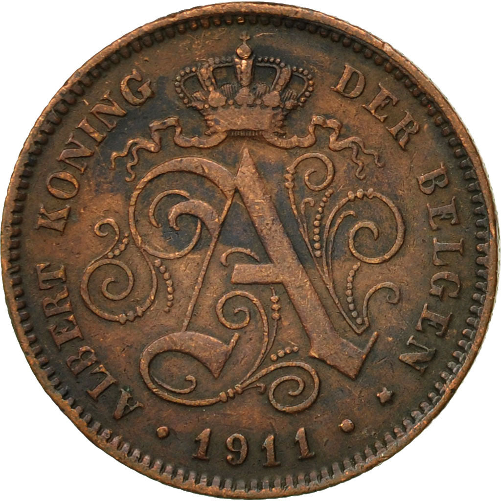 Coin, Belgium, Albert I, 2 Centimes, 1911, EF(40-45), Copper, KM:64