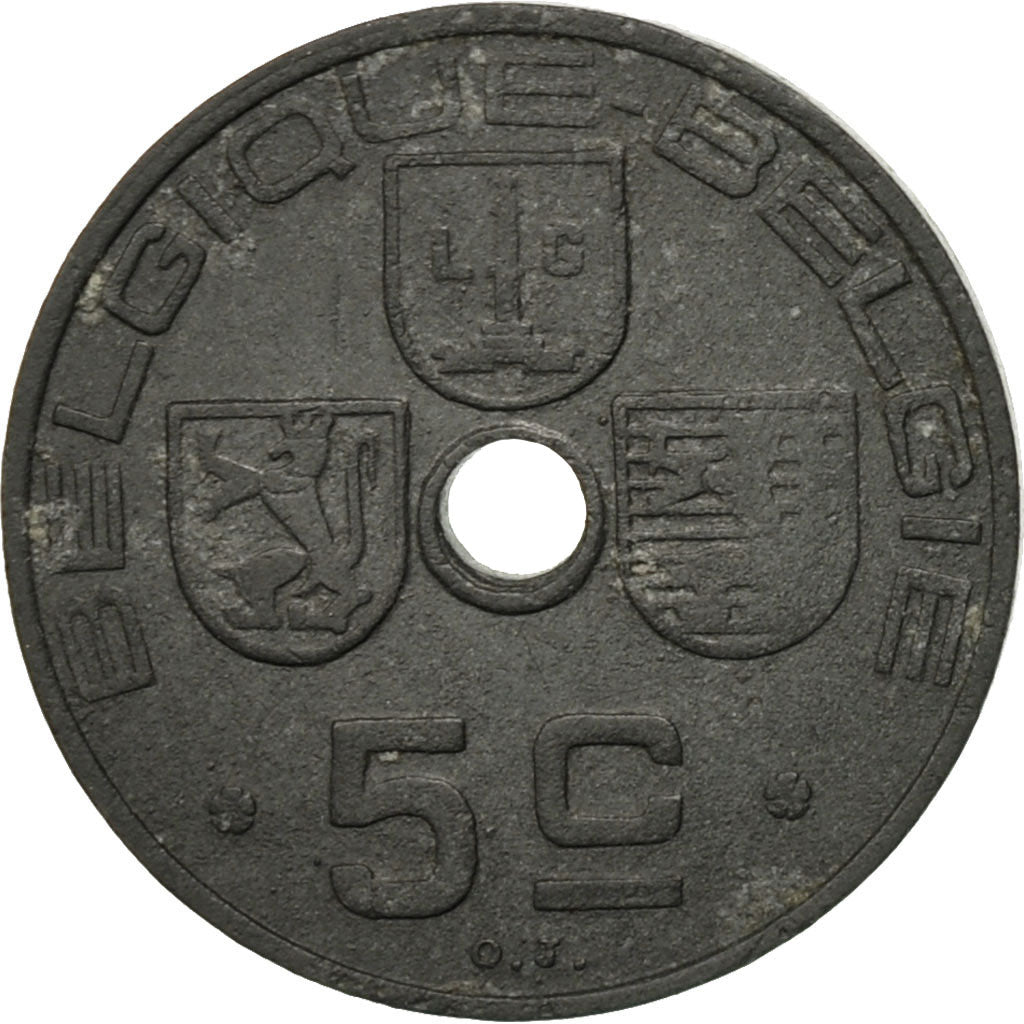 Coin, Belgium, 5 Centimes, 1943, EF(40-45), Zinc, KM:123