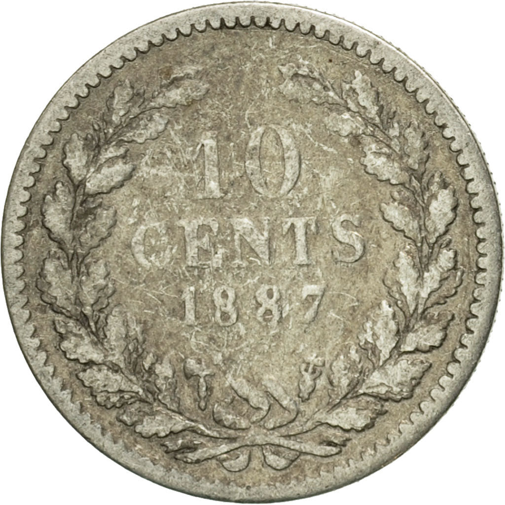 Coin, Netherlands, William III, 10 Cents, 1887, EF(40-45), Silver, KM:80